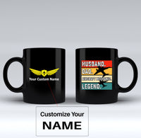 Thumbnail for Husband & Dad & Aircraft Mechanic & Legend Designed Black Mugs