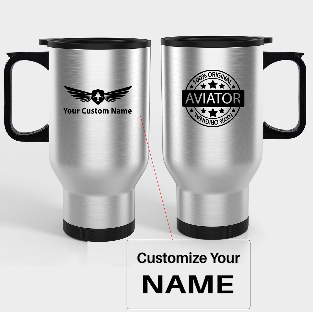 100 Original Aviator Designed Travel Mugs (With Holder)