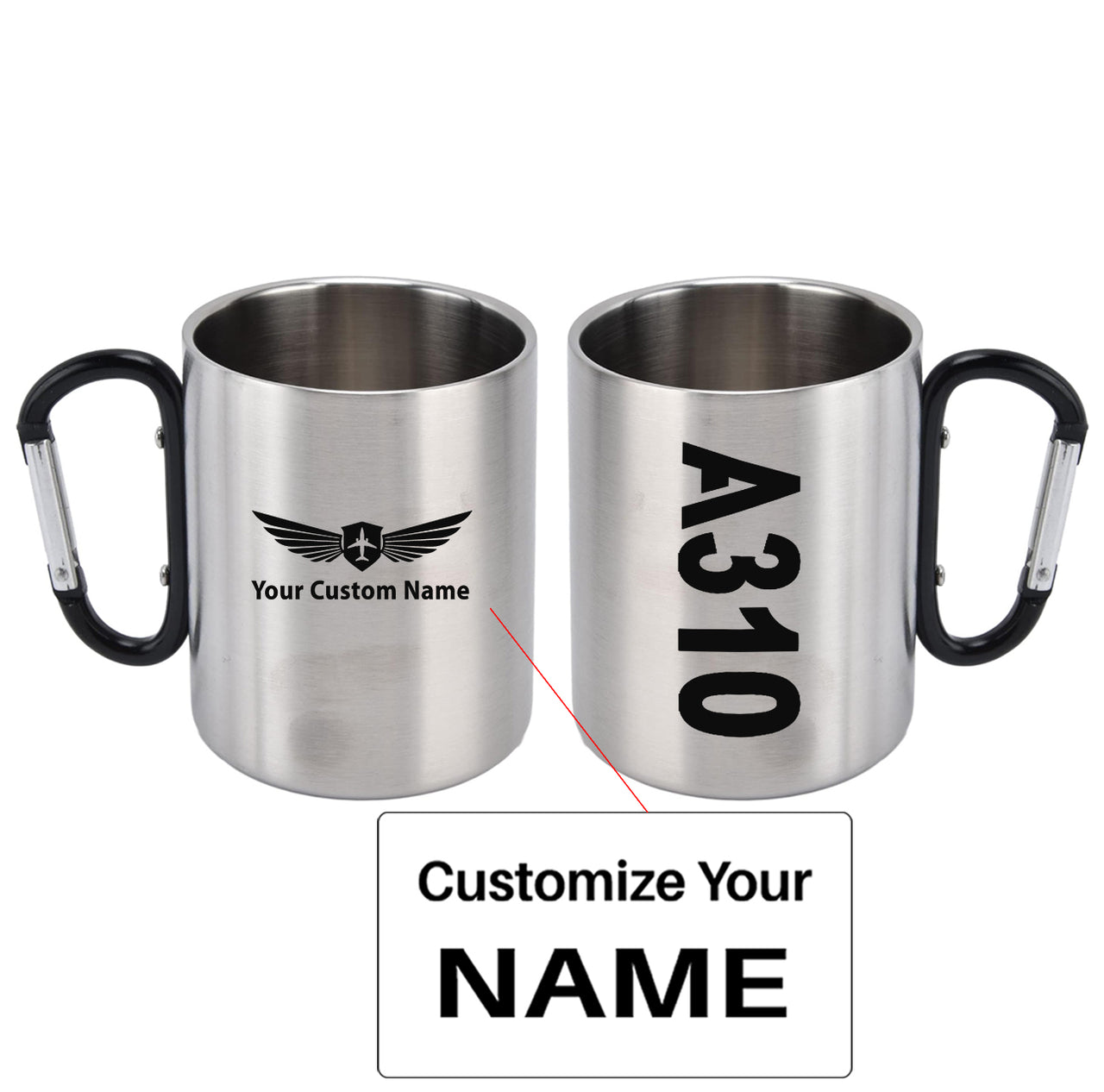 A310 Text Designed Stainless Steel Outdoors Mugs