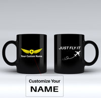 Thumbnail for Just Fly It Designed Black Mugs