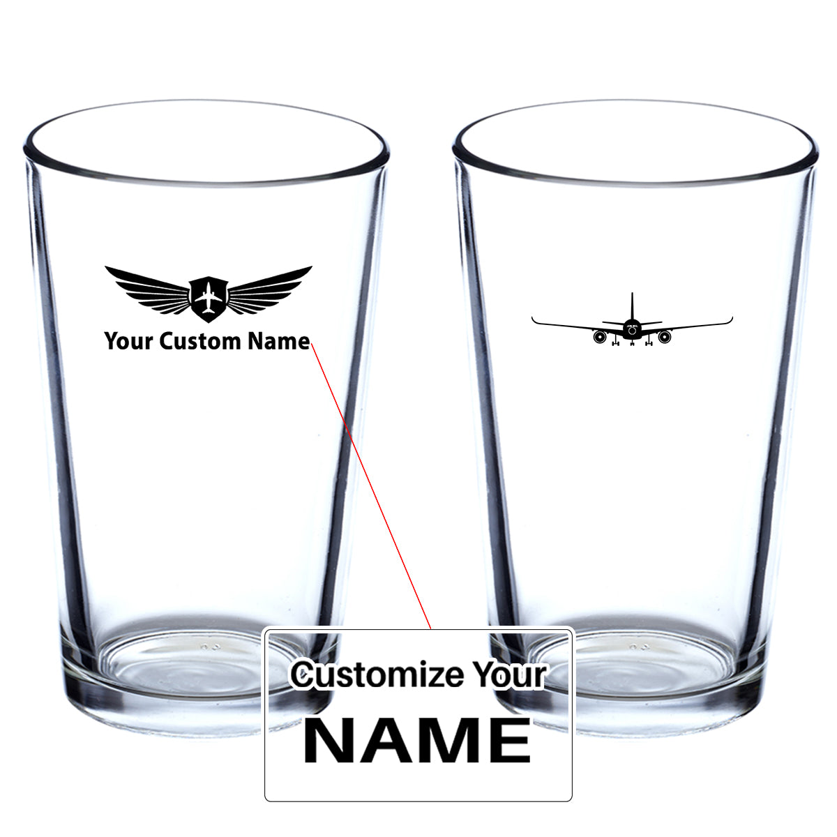Airbus A350 Silhouette Designed Beer & Water Glasses