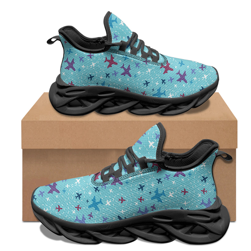 Love of Travel with Aircraft Designed Sports Running Jogging Shoes