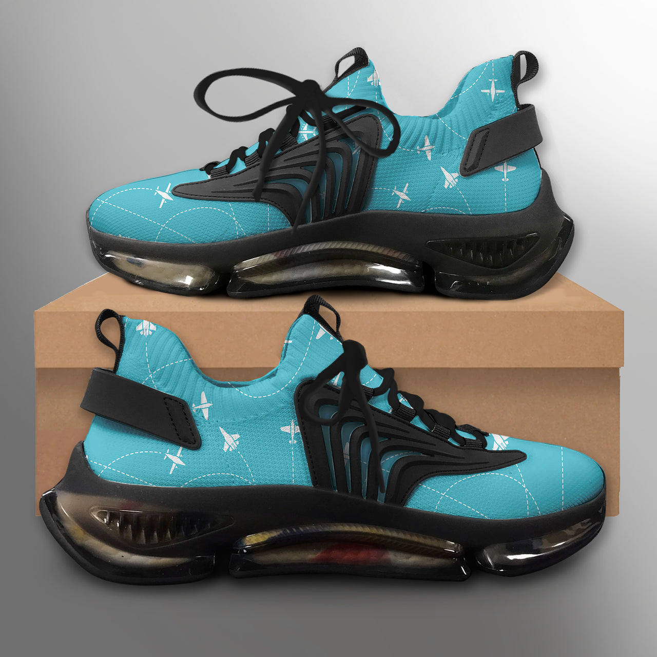 Travel The The World By Plane Designed Fashion Running Shoes