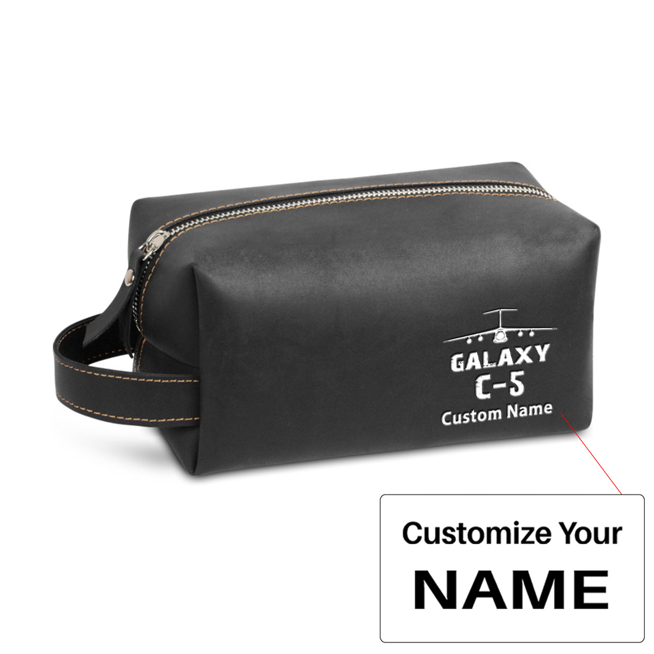 Galaxy C-5 & Plane Designed Leather Clutch Toiletry Bag