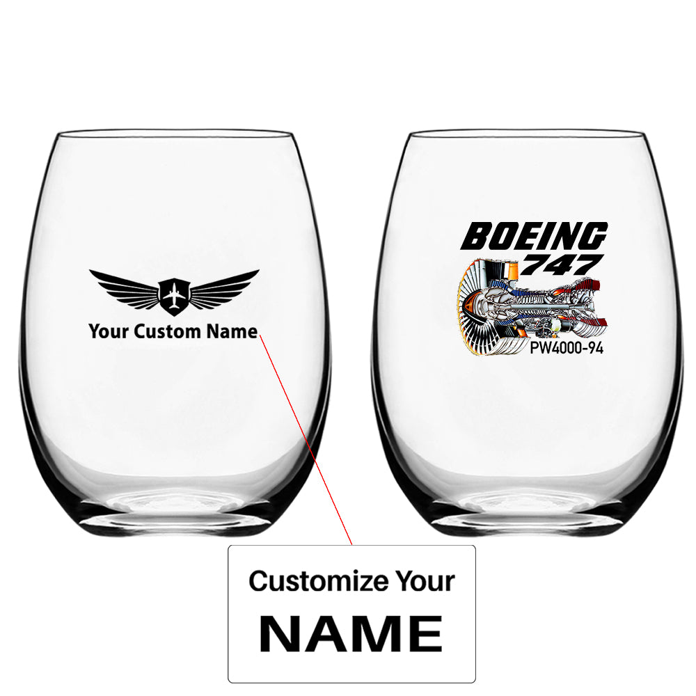 Boeing 747 & PW4000-94 Engine Designed Water & Drink Glasses