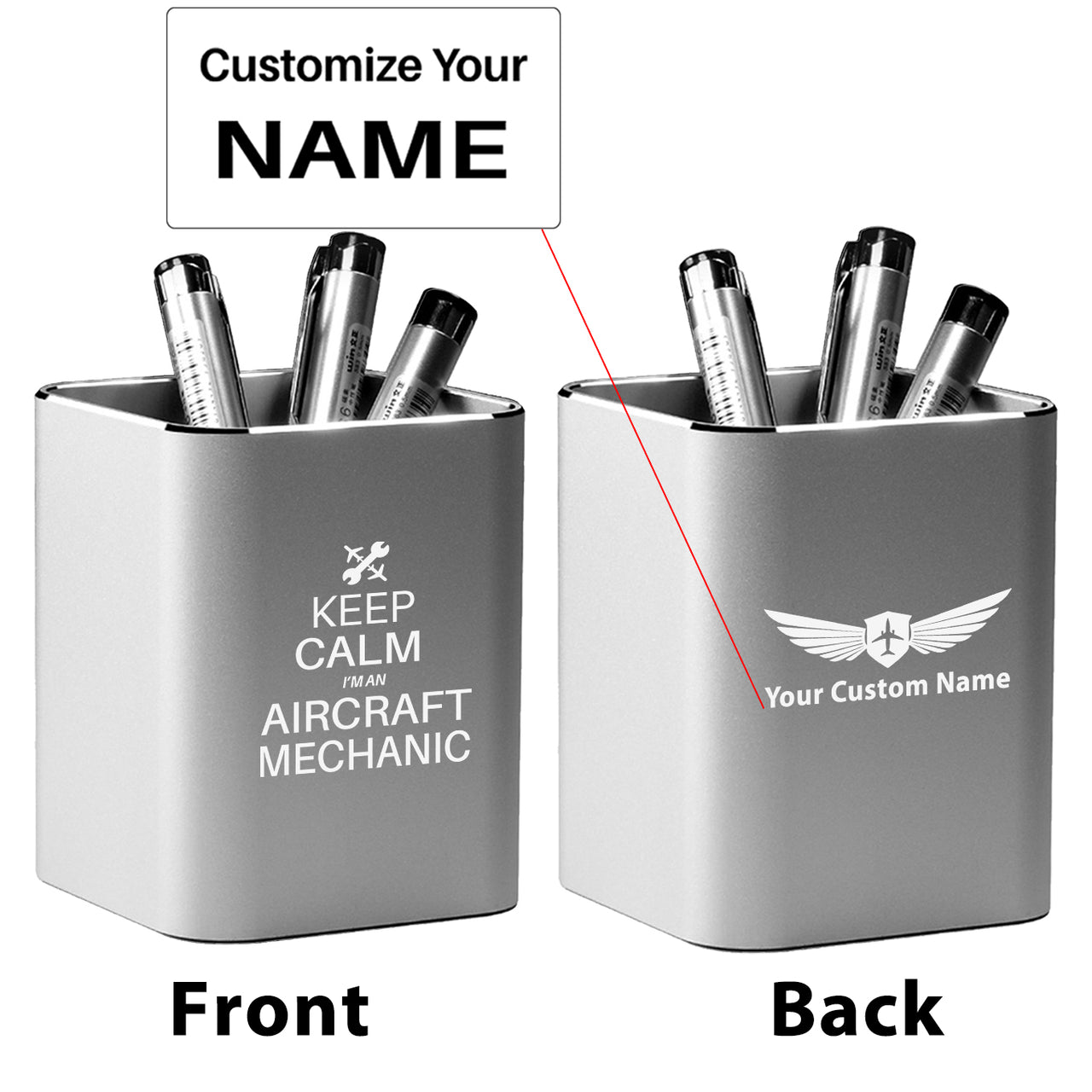Keep Calm Series Designed Aluminium Alloy Pen Holders
