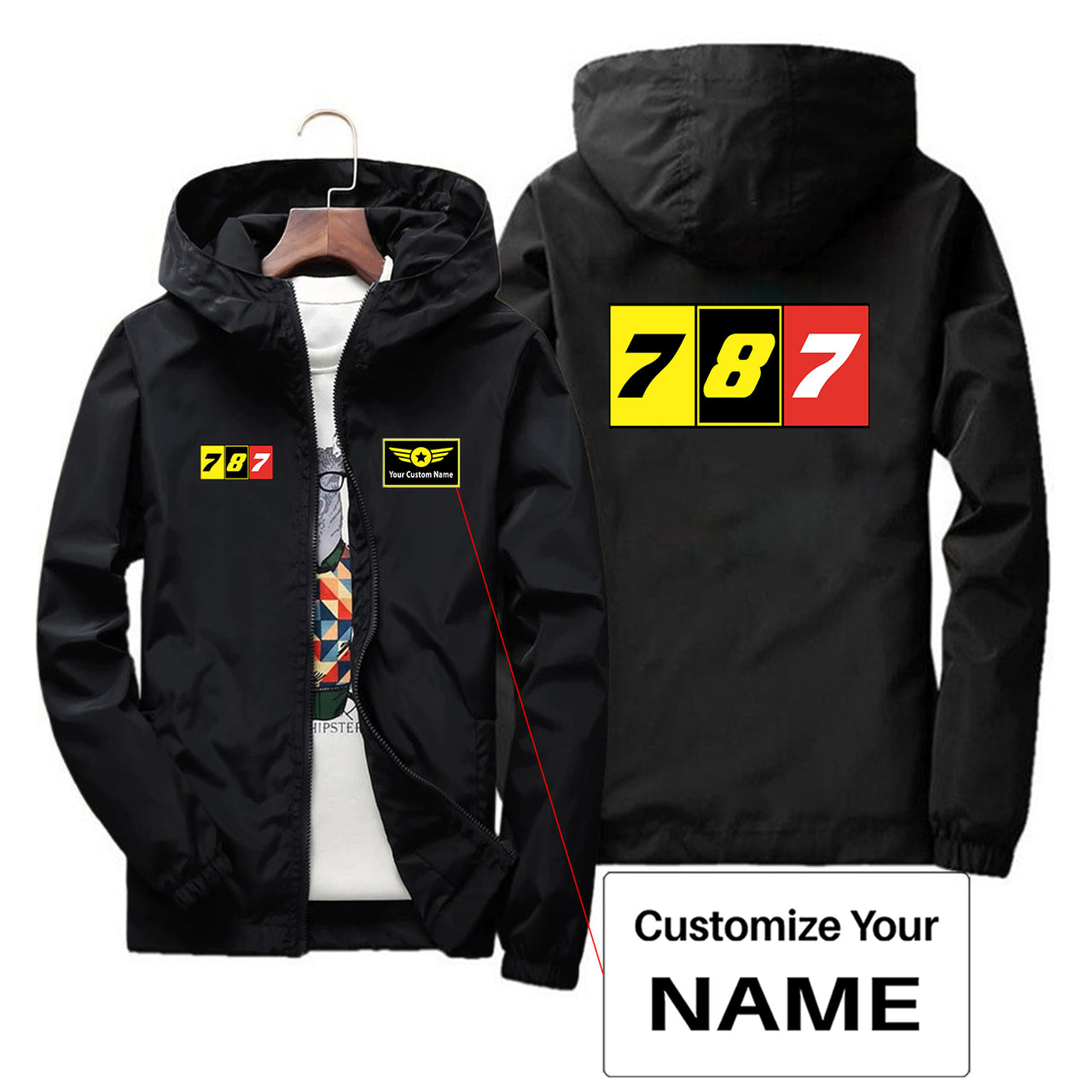 Flat Colourful 787 Designed Thin Windbreaker Jackets