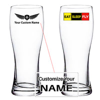 Thumbnail for Eat Sleep Fly (Colourful) Designed Pilsner Beer Glasses
