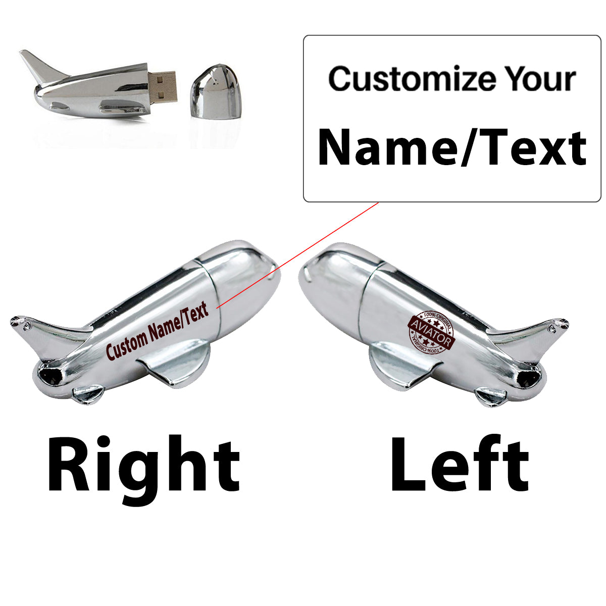 100 Original Aviator Designed Airplane Shape USB Drives