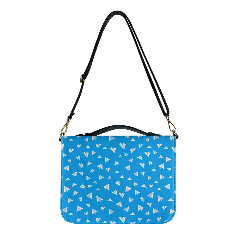 Paper Airplanes (Blue) 2 Designed PU Accessories Bags Strap Style
