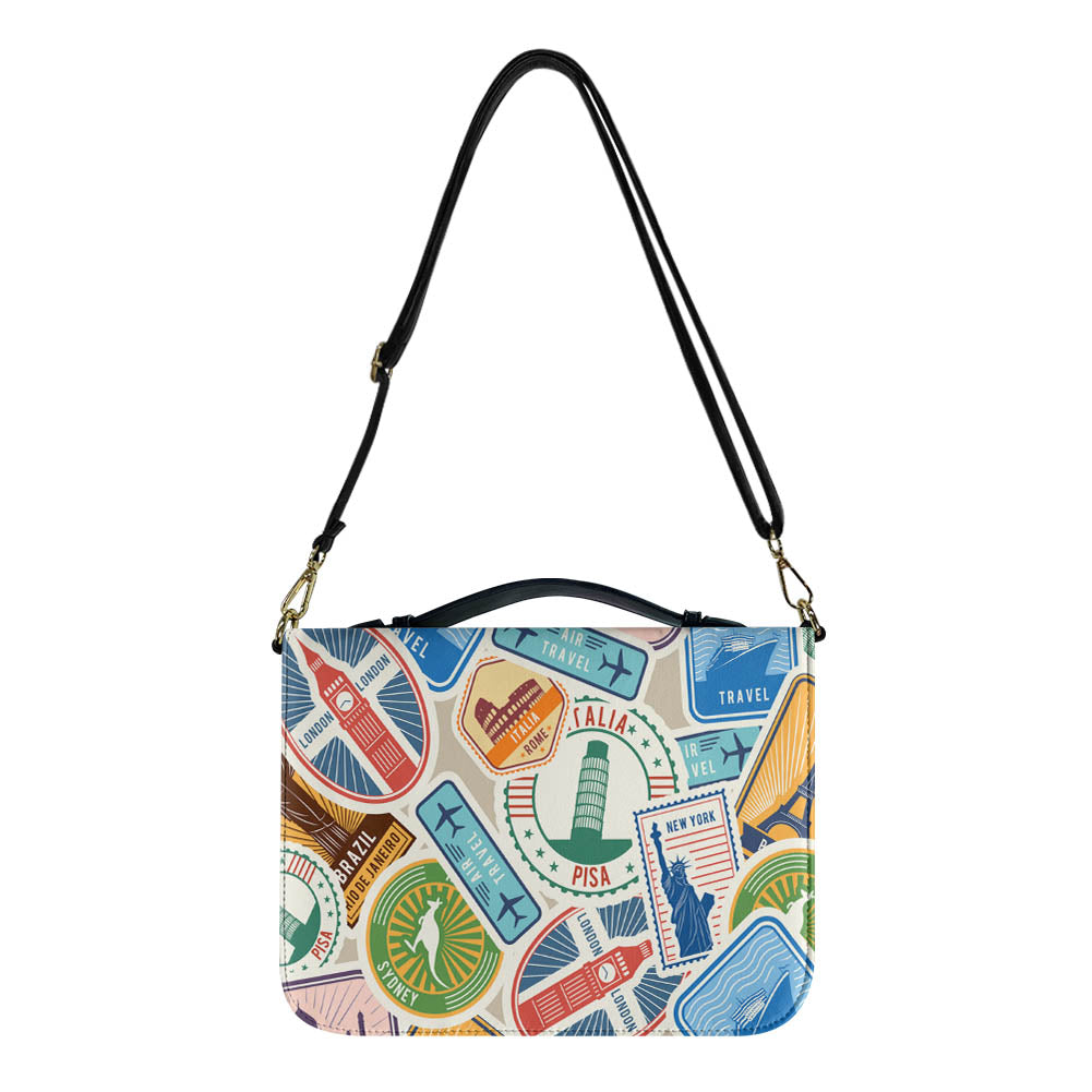 Travel Stickers Designed PU Accessories Bags Strap Style