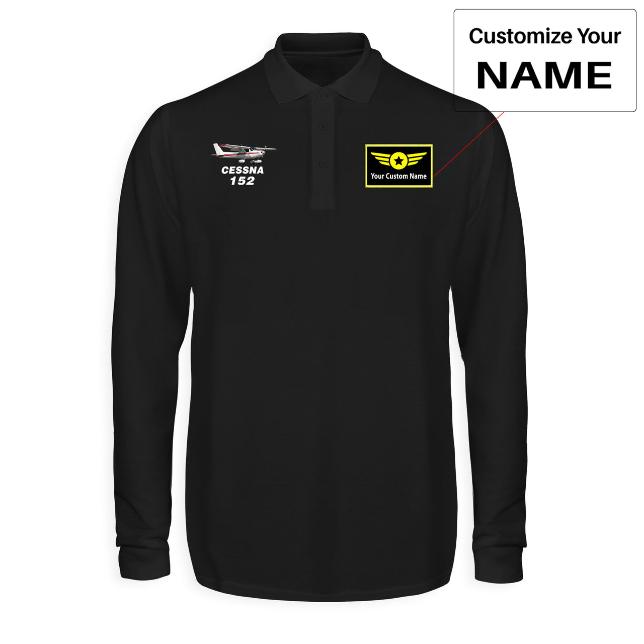 The Cessna 152 Designed Long Sleeve Polo T-Shirts