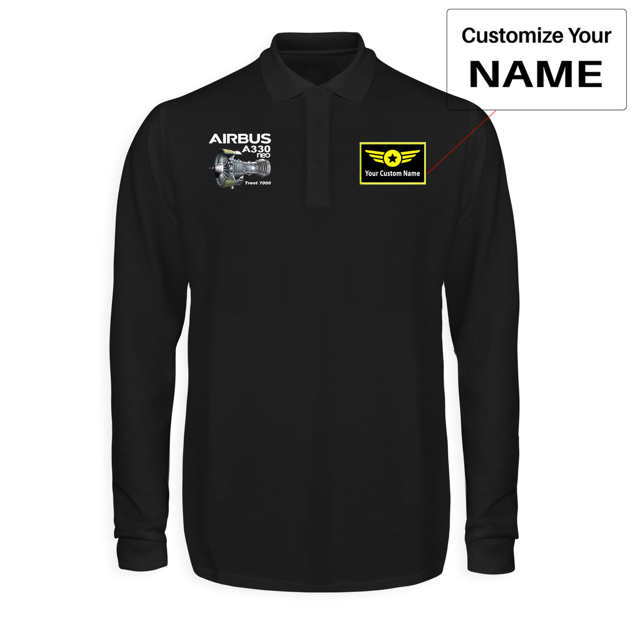 Airbus A330neo & Trent 7000 Designed Long Sleeve Polo T-Shirts