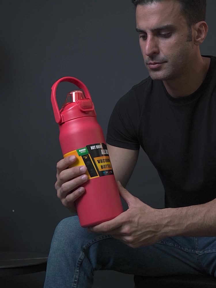 Portable Thermos with Straw Outdoor Sport 304 Stainless Steel Thermal Mug Tumbler Travel Outdoor Vacuum Flasks Hot Water Bottle