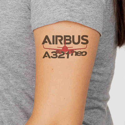 Amazing Airbus A321neo aviation temporary tattoo in skin-safe adhesive paper.