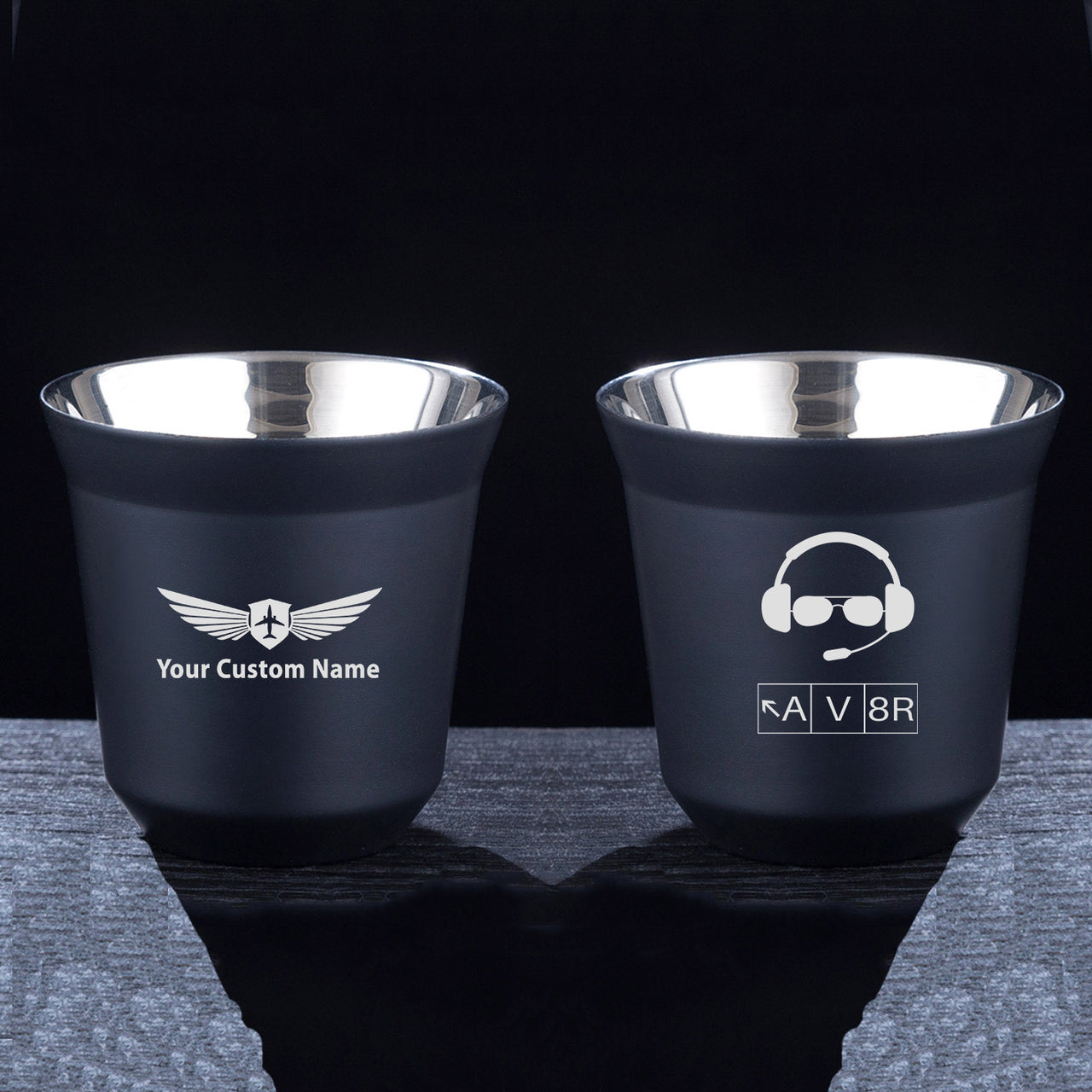 AV8R 2 Designed Double Wall Stainless Steel Coffee Mugs