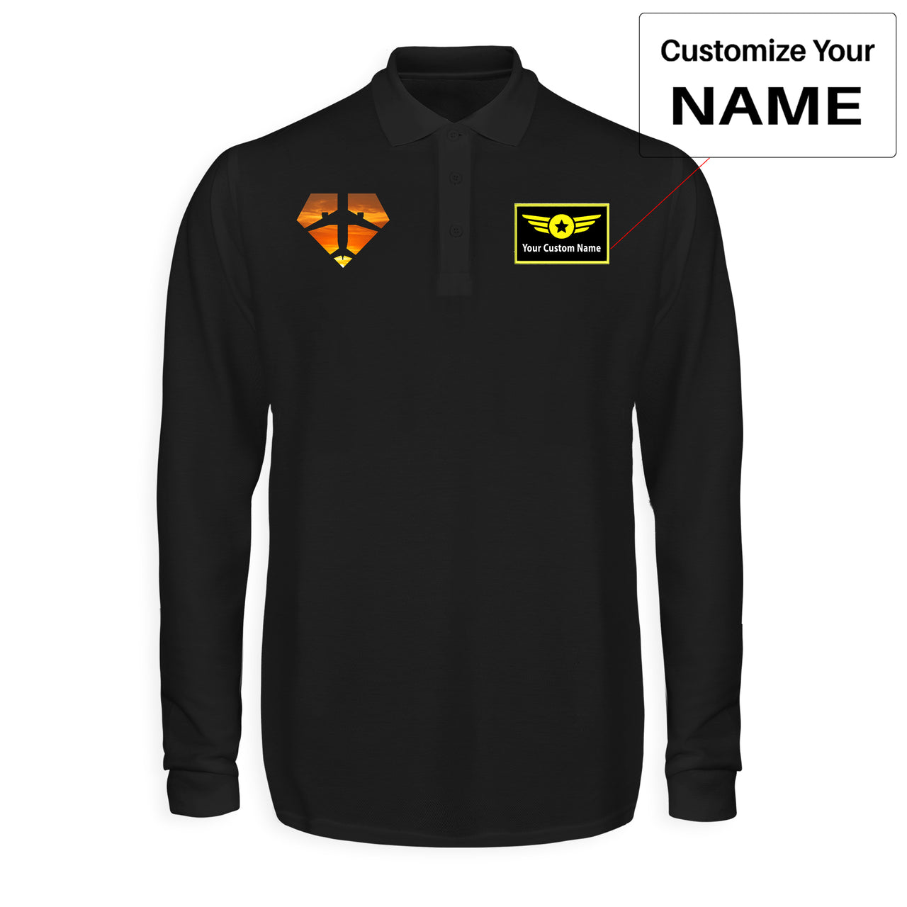 Supermen of The Skies (Sunset) Designed Long Sleeve Polo T-Shirts