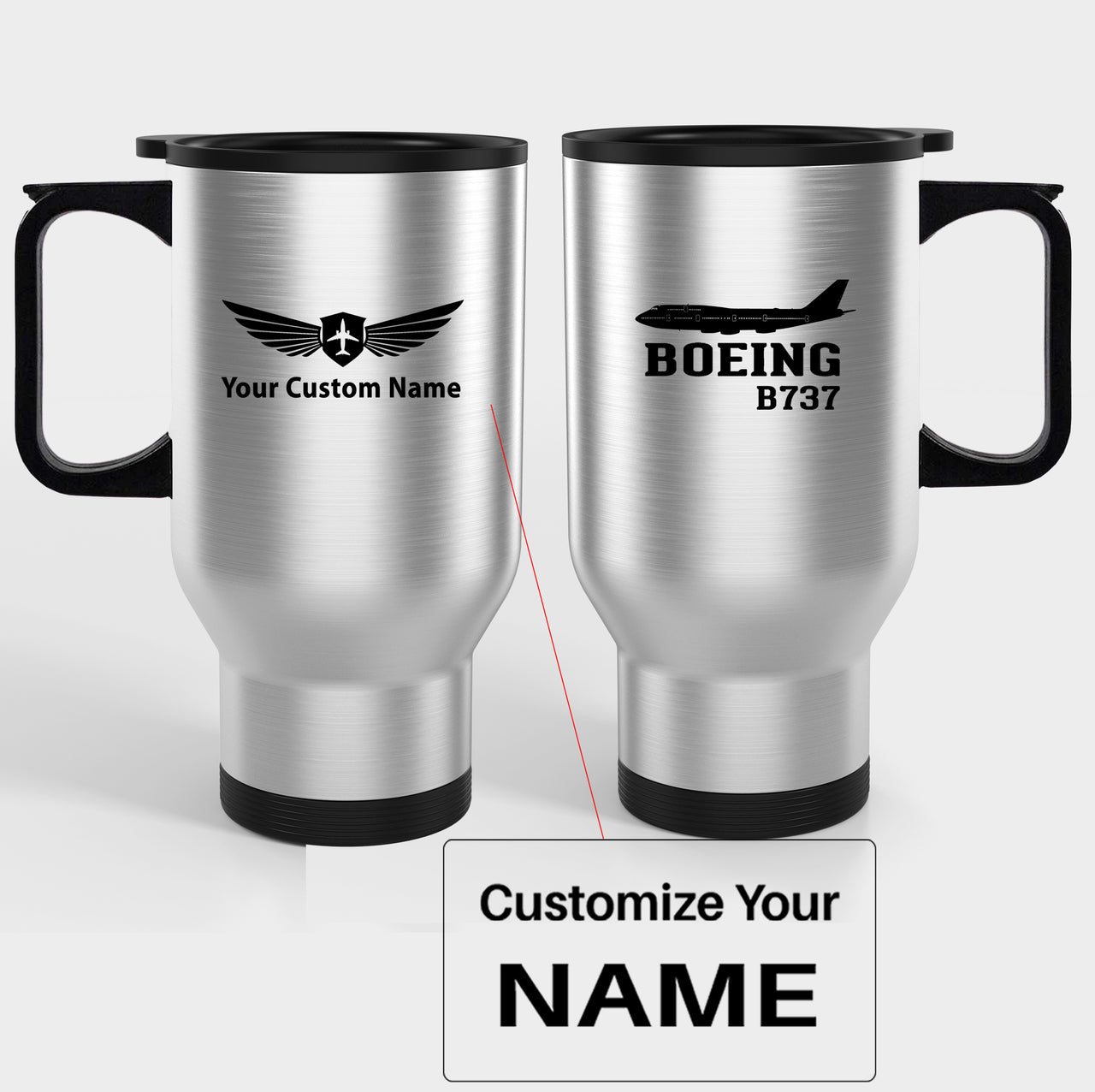 Boeing 737 Printed Designed Travel Mugs (With Holder)