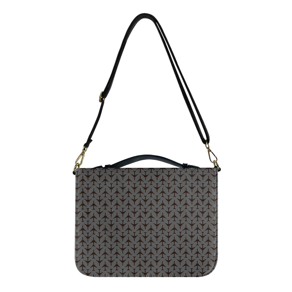 Perfectly Sized Seamless Airplanes Gray Designed PU Accessories Bags Strap Style