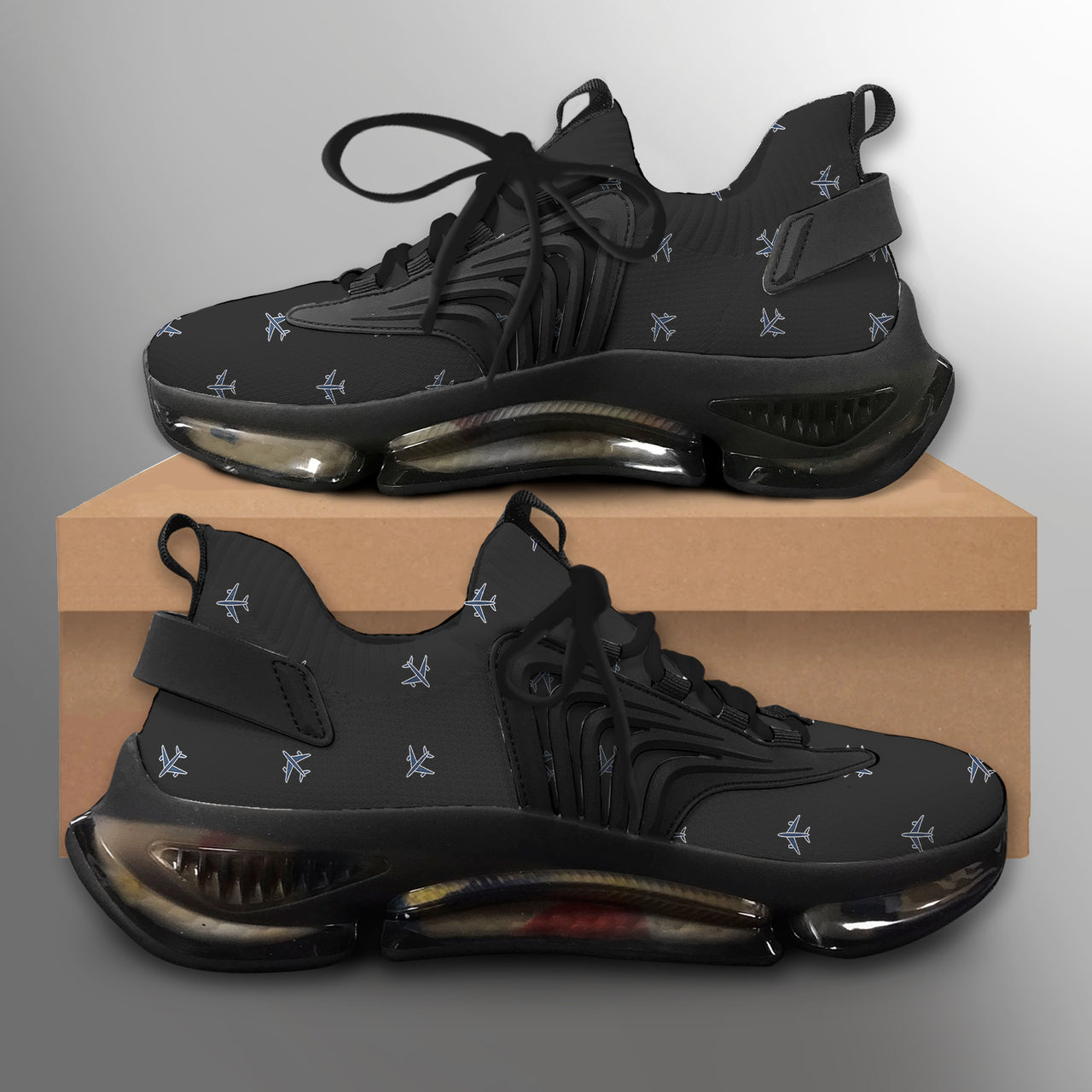 Nice Airplanes (Black) Designed Fashion Running Shoes