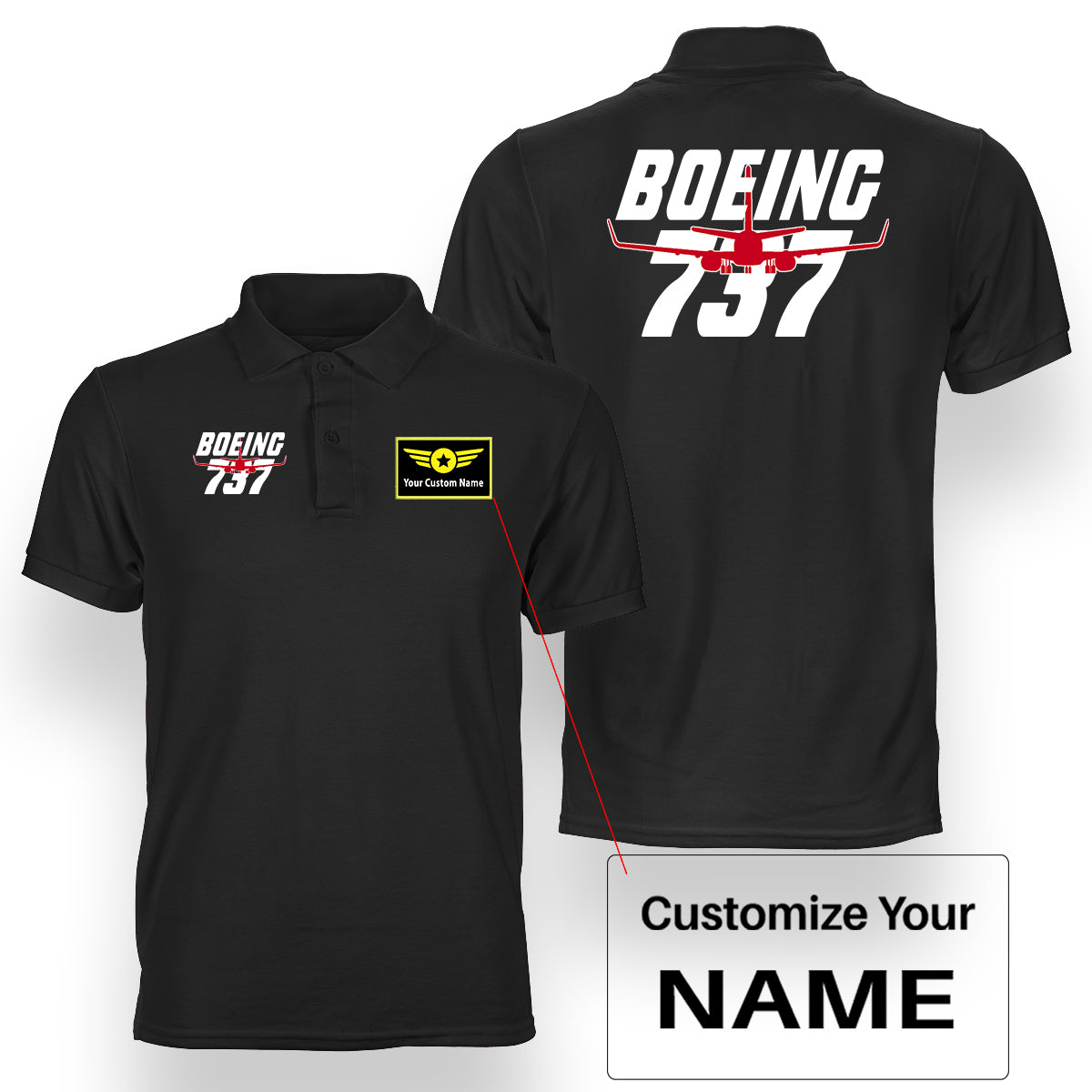 Amazing Boeing 737 Designed Double Side Polo T-Shirts