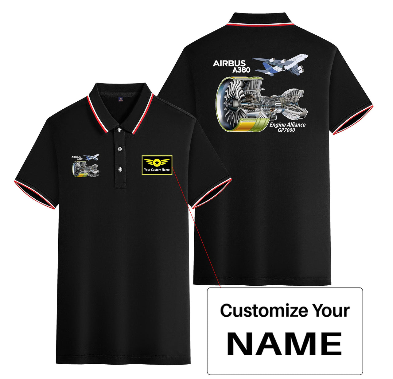 Airbus A380 & GP7000 Engine Designed Stylish Polo T-Shirts (Double-Side)