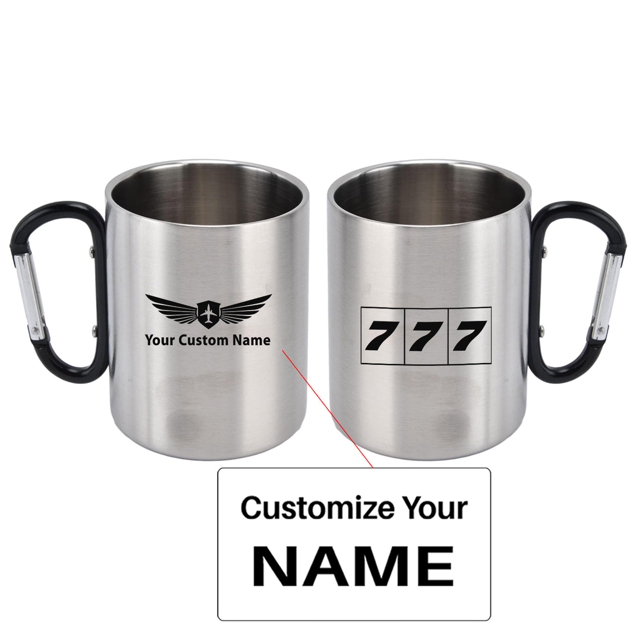 Flat Colourful 777 Designed Stainless Steel Outdoors Mugs