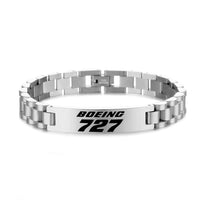 Thumbnail for Boeing 727 & Text Designed Stainless Steel Chain Bracelets