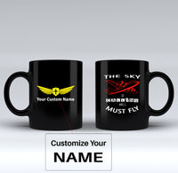 Thumbnail for The Sky is Calling and I Must Fly Designed Black Mugs