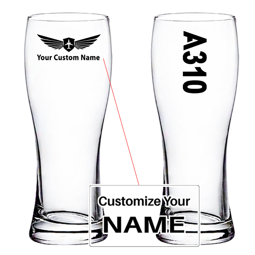 A310 Text Designed Pilsner Beer Glasses