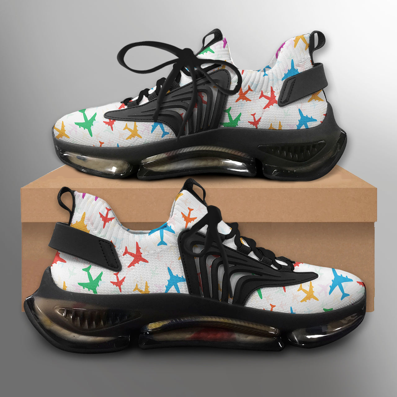 Cheerful Seamless Airplanes Designed Fashion Running Shoes