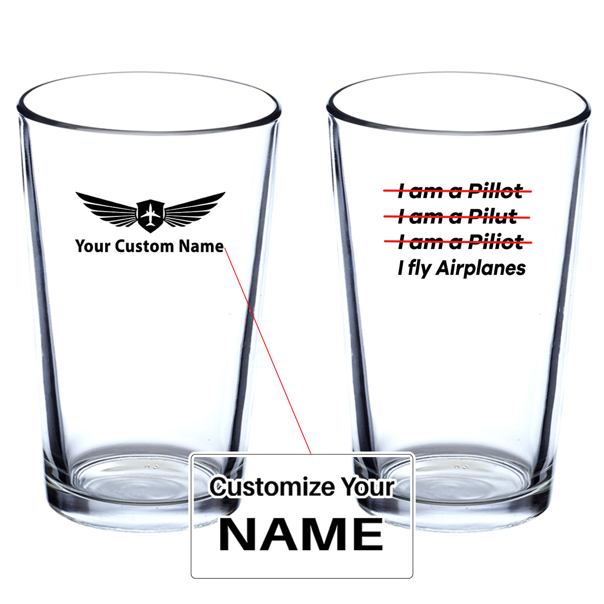 I Fly Airplanes Designed Beer & Water Glasses