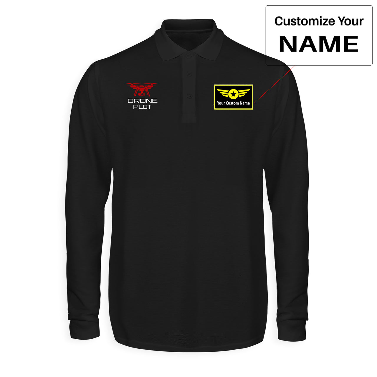 Drone Pilot Designed Long Sleeve Polo T-Shirts