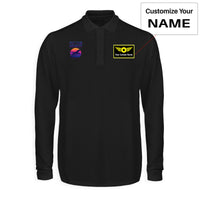 Thumbnail for Fly The Night Designed Long Sleeve Polo T-Shirts
