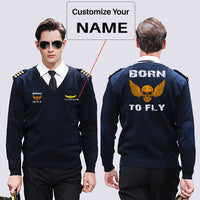 Thumbnail for Born To Fly SKELETON Designed Wool Pilot Sweaters