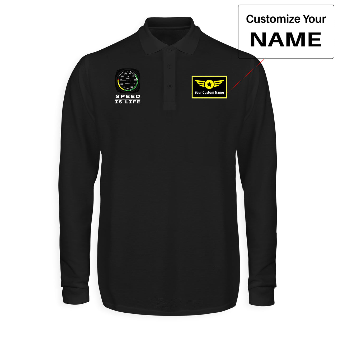 Speed Is Life Designed Long Sleeve Polo T-Shirts