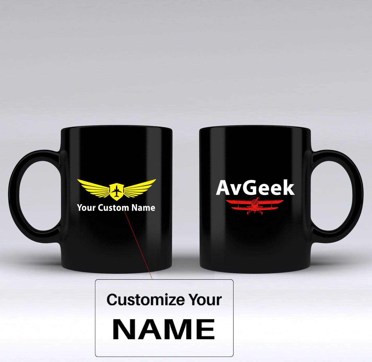 Avgeek Designed Black Mugs