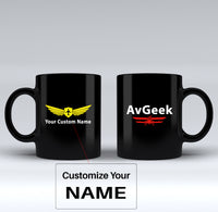 Thumbnail for Avgeek Designed Black Mugs