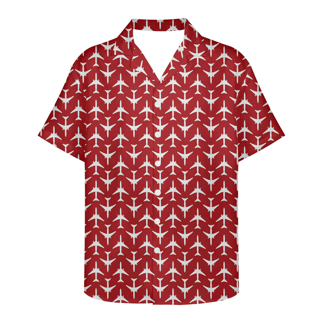 Perfectly Sized Seamless Airplanes Red Designed 3D Hawaiian Shirts