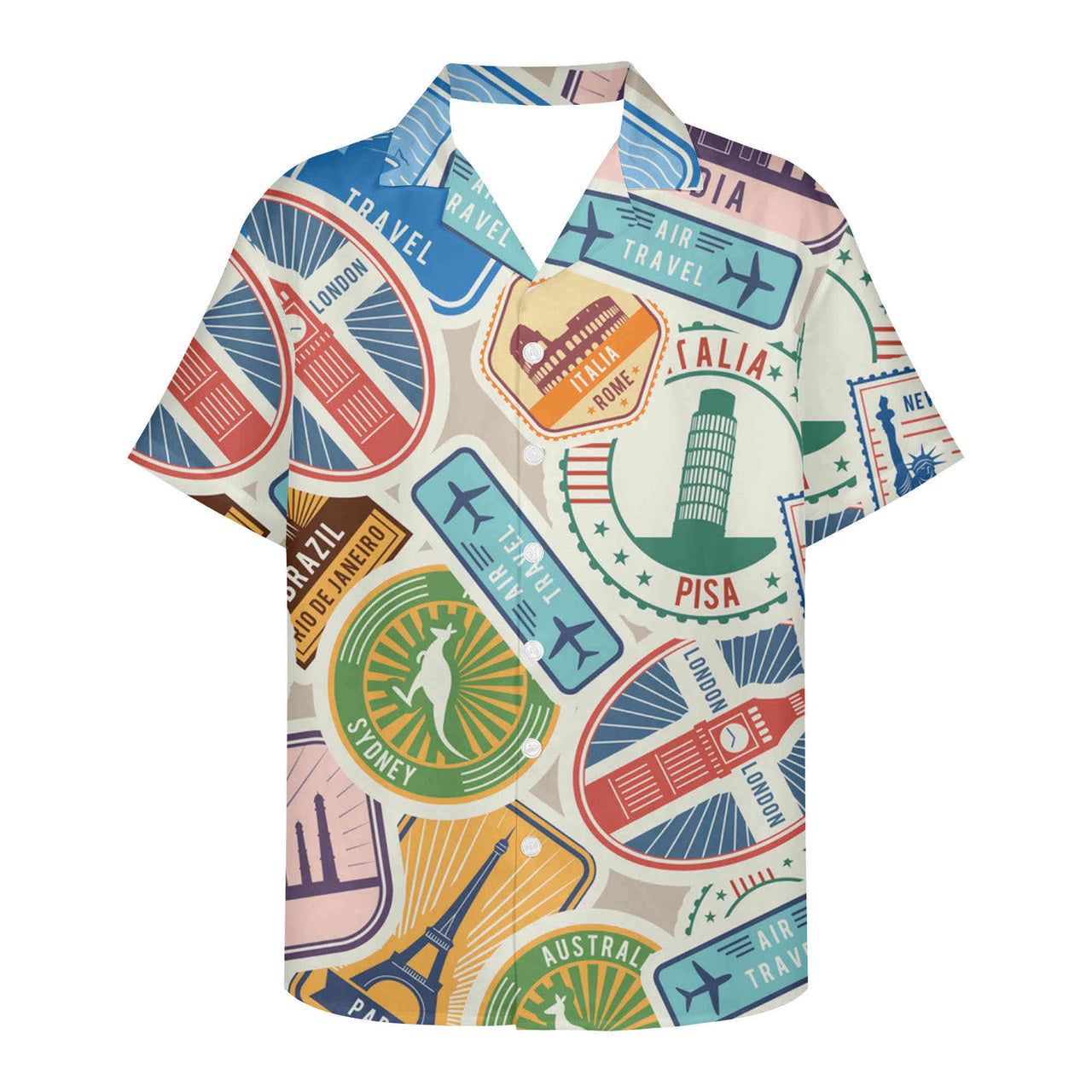 Travel Stickers Designed 3D Hawaiian Shirts