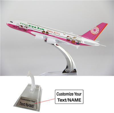 Eva Air Airbus A380 (Pink) Airplane Model (16CM) aviation themed 16-18cm scale model aircraft, diecast metal.