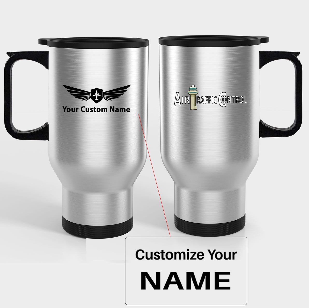 Air Traffic Control Designed Travel Mugs (With Holder)