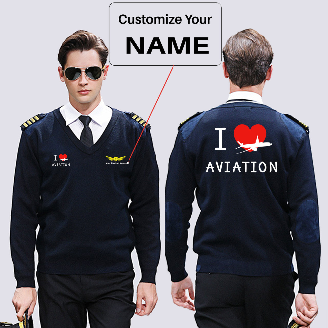 I Love Aviation Designed Wool Pilot Sweaters