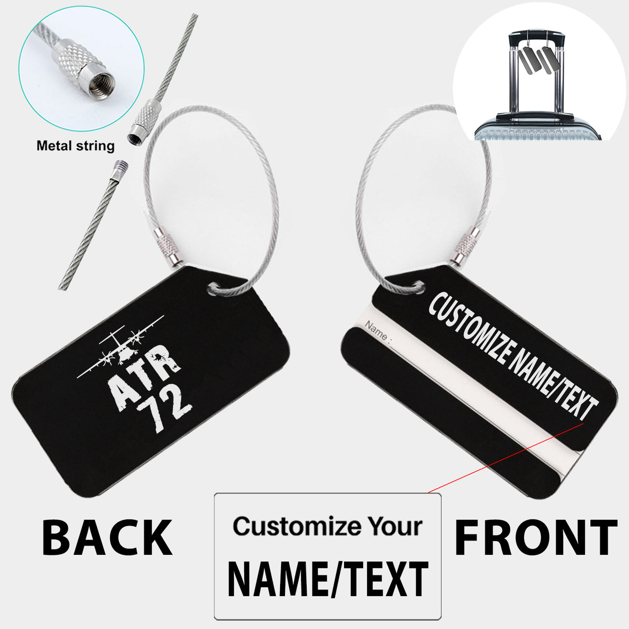 ATR-72 & Plane Designed Fashion Metal Luggage Tags
