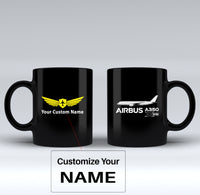 Thumbnail for The Airbus A350 WXB Designed Black Mugs