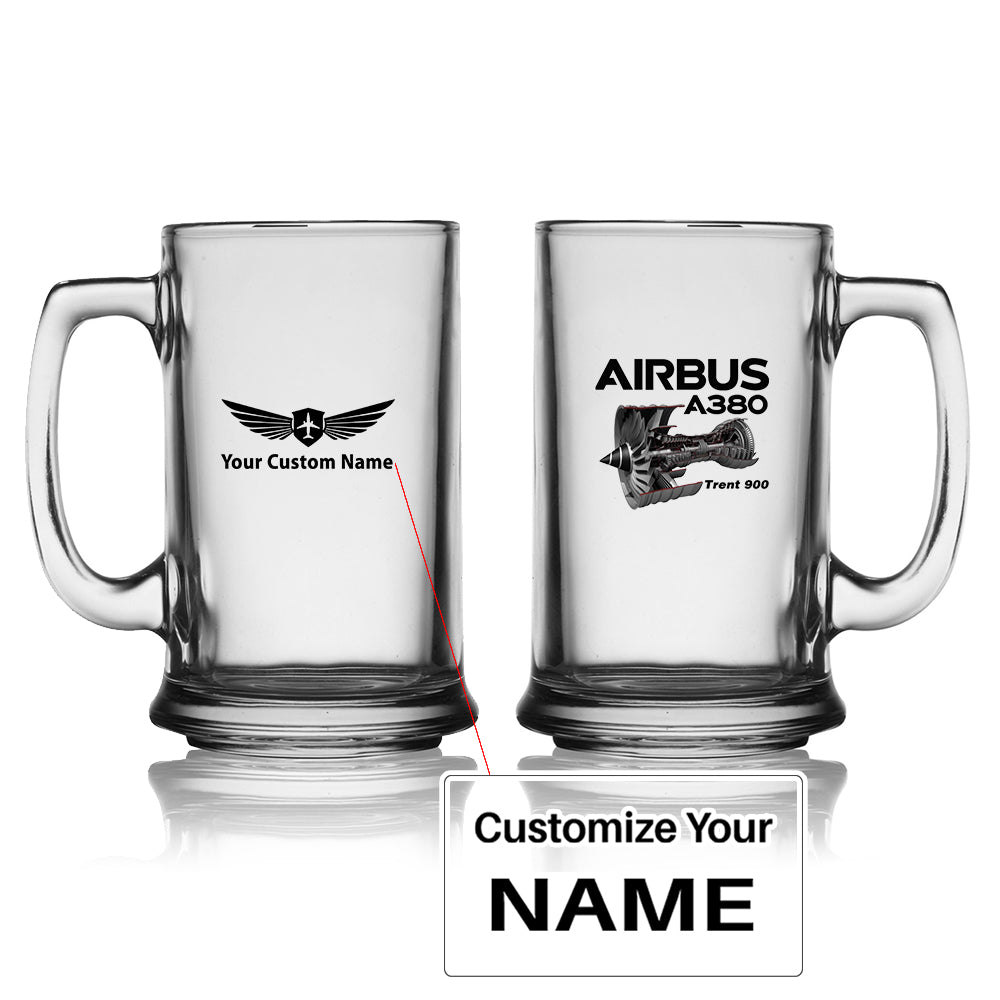Airbus A380 & Trent 900 Engine Designed Beer Glass with Holder