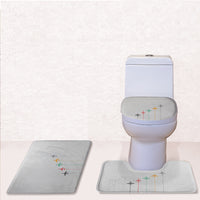Thumbnail for Black & White Super Travel Icons Light Gray Designed Toilet Seat Cover Three-piece Set