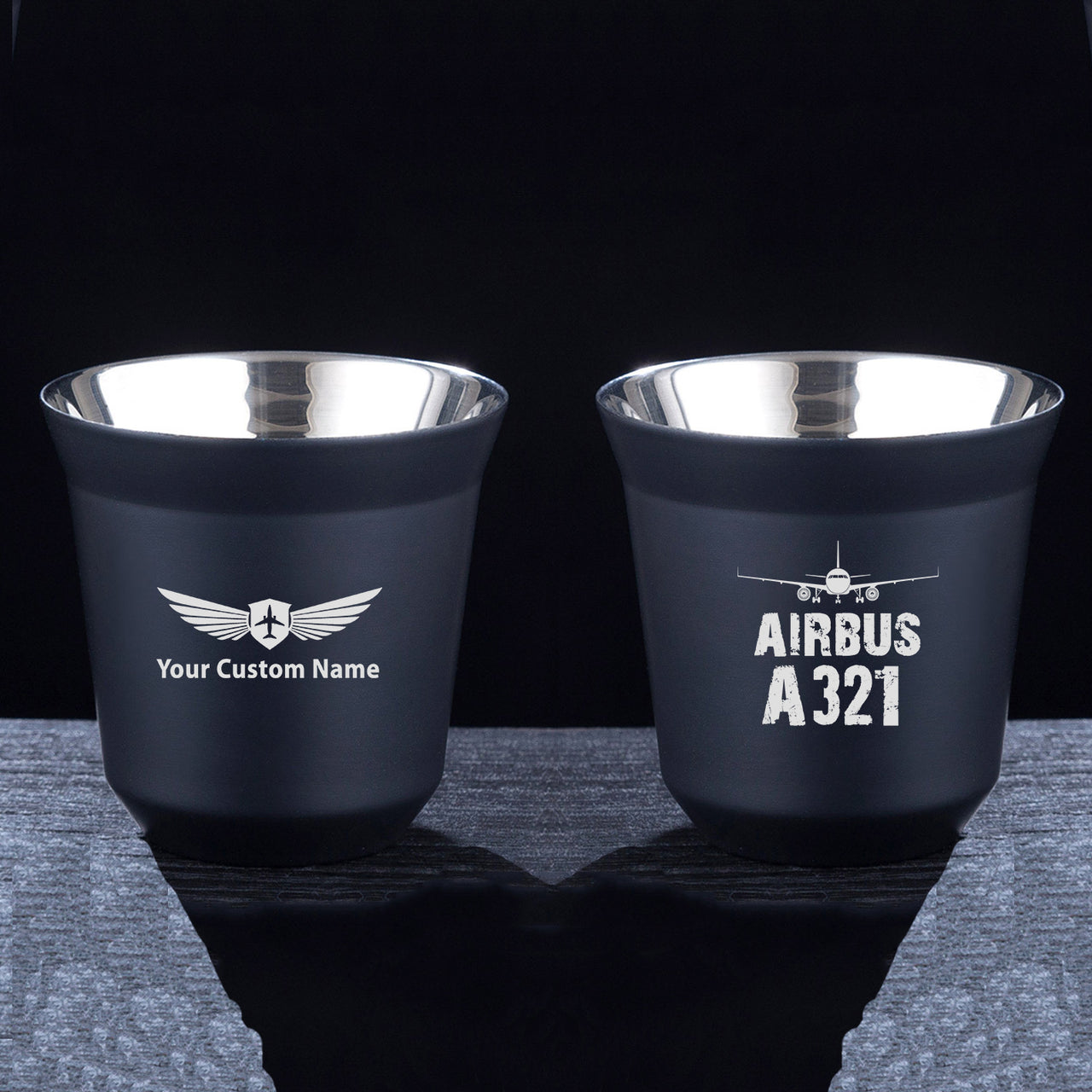 Airbus A321 & Plane Designed Double Wall Stainless Steel Coffee Mugs