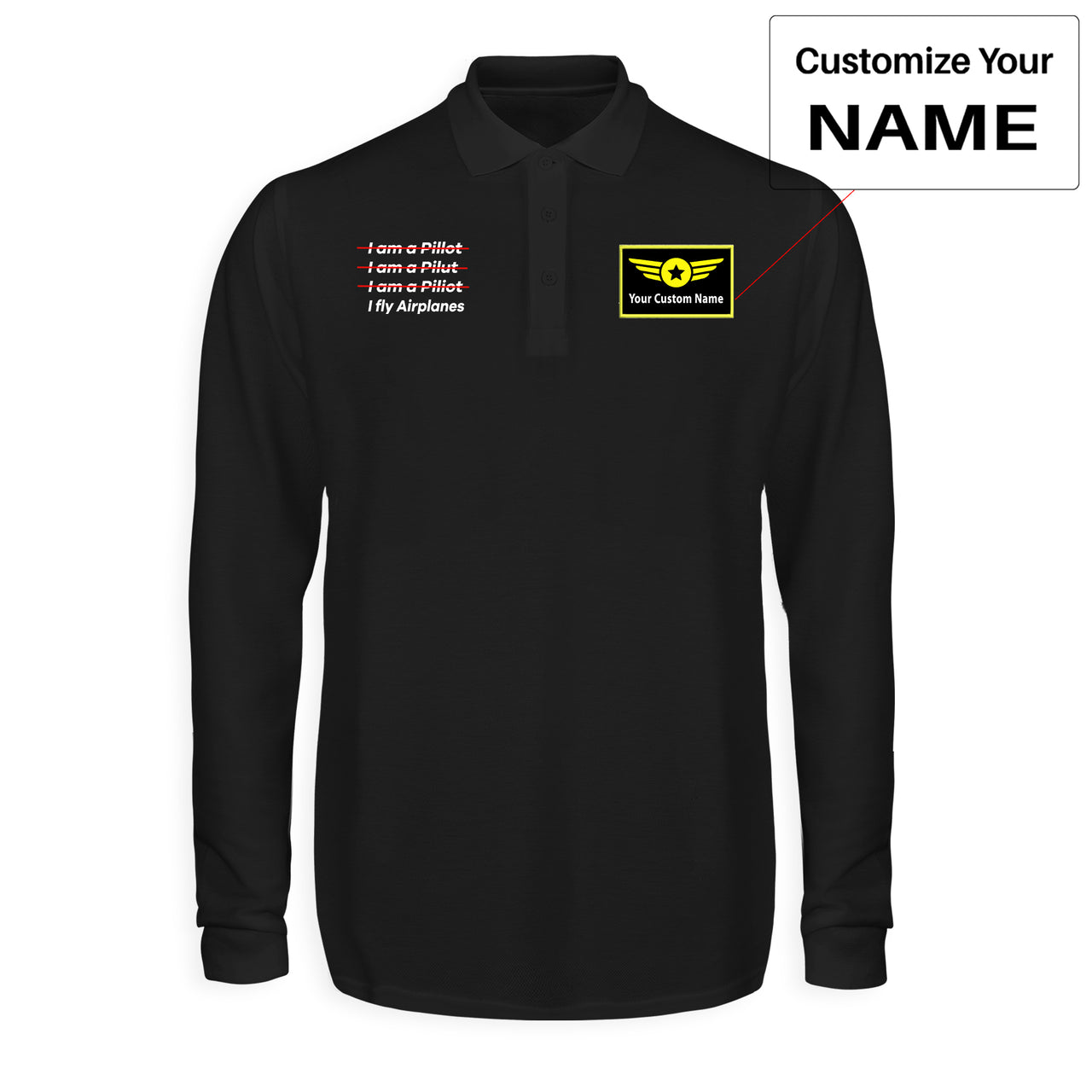 I Fly Airplanes Designed Long Sleeve Polo T-Shirts