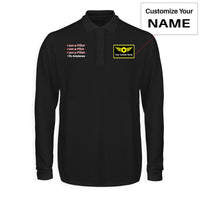 Thumbnail for I Fly Airplanes Designed Long Sleeve Polo T-Shirts